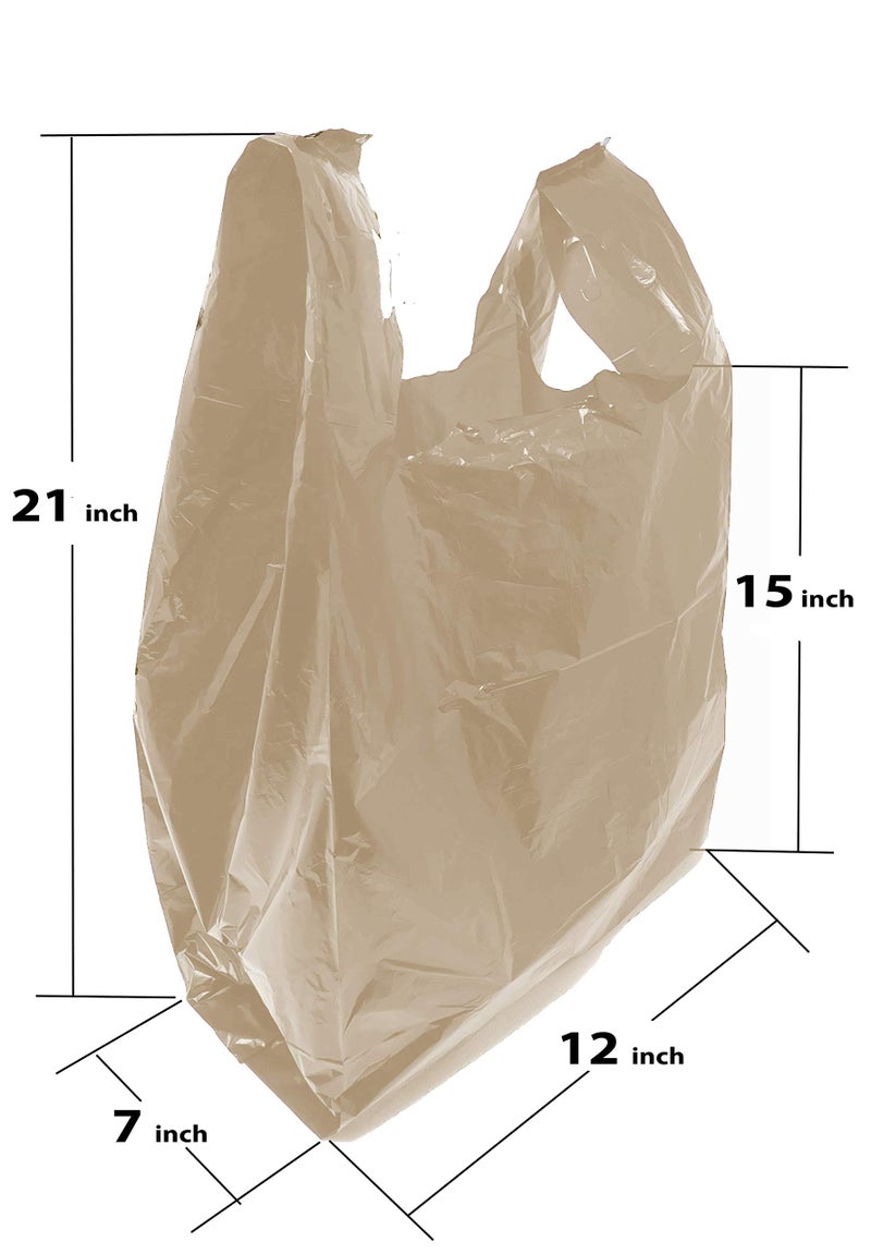 Homerite Grocery Shopping Plastic T-shirt Bags Plain 12" x 7" x 21" (Brown, 150) - Image 2